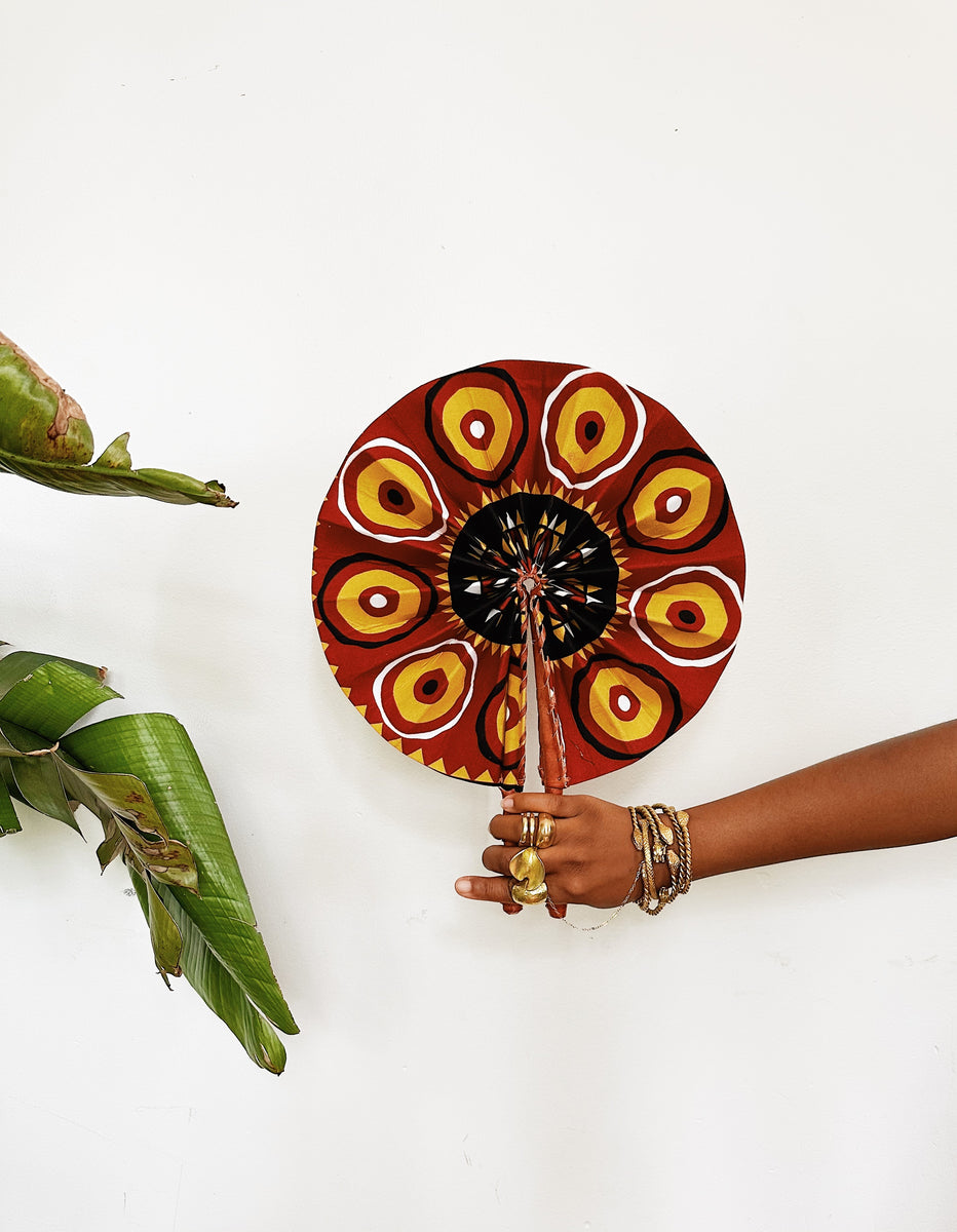 African print fan best sale