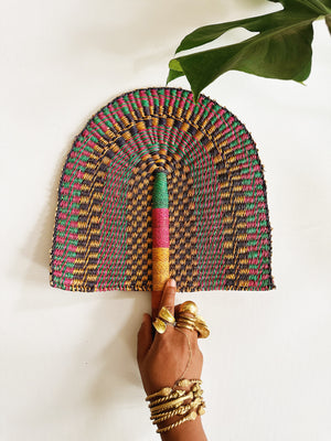 Savanna Wicker Hand Fan // Multicolor #2