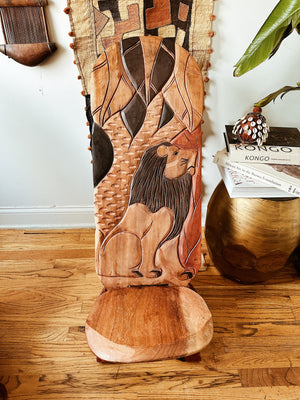 Carved African Chair-Lion