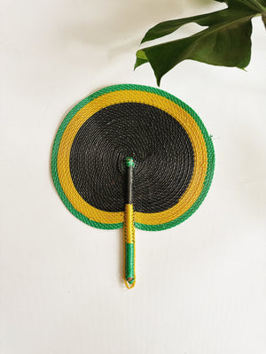 Bongo Handwoven Fan//Black + Green