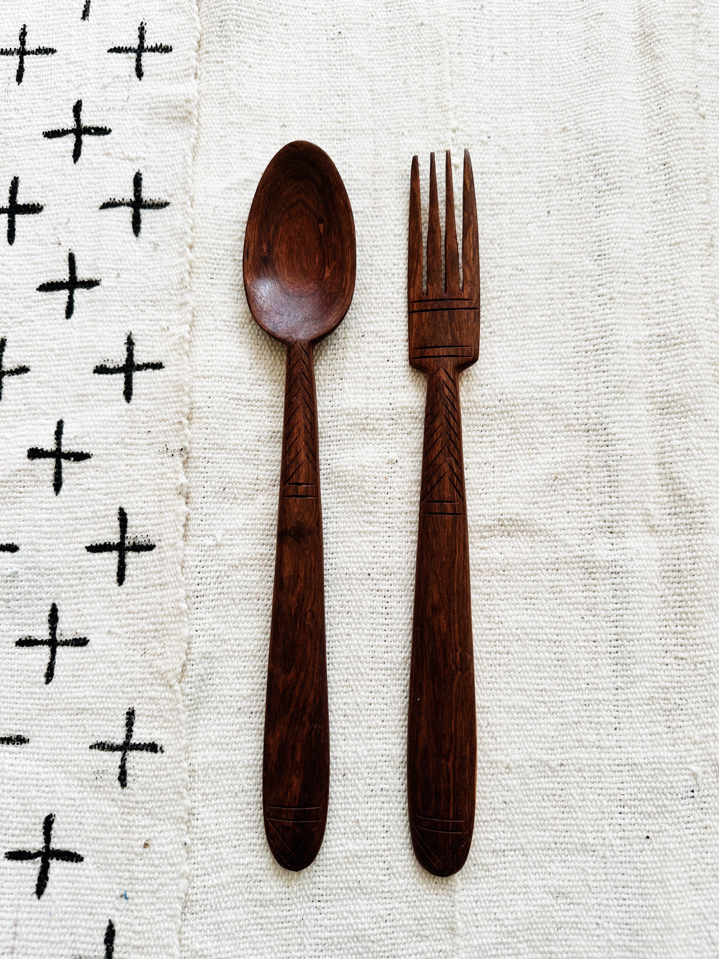 Senegalese Wood Salad Spoon Set