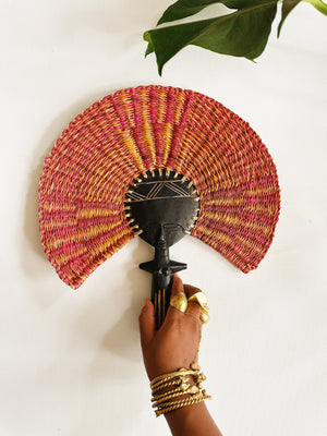 Ashanti Fertility Doll Fan// Red & Orange