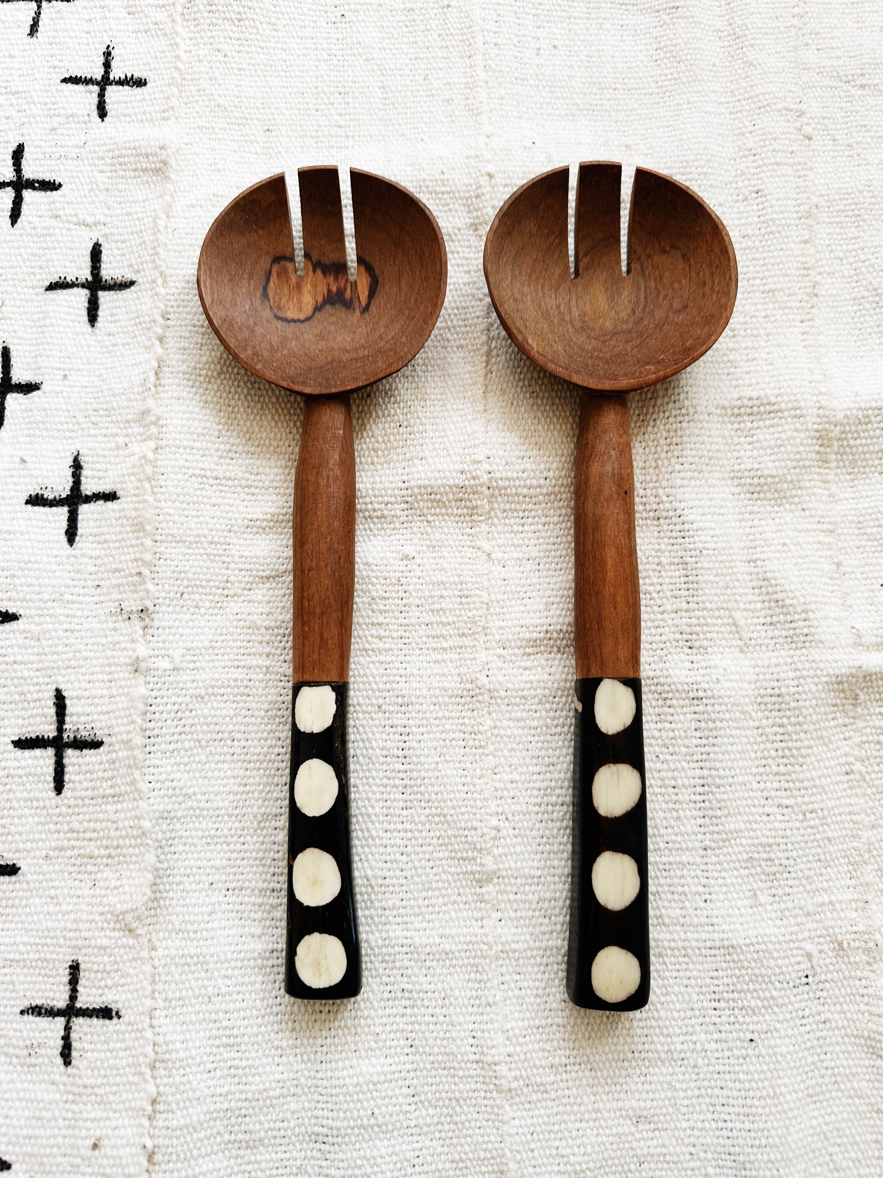 Nairobi Dot Wood Spoon Set // Salad Servers