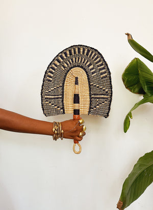 Savanna Wicker Fan // Natural & Navy #3