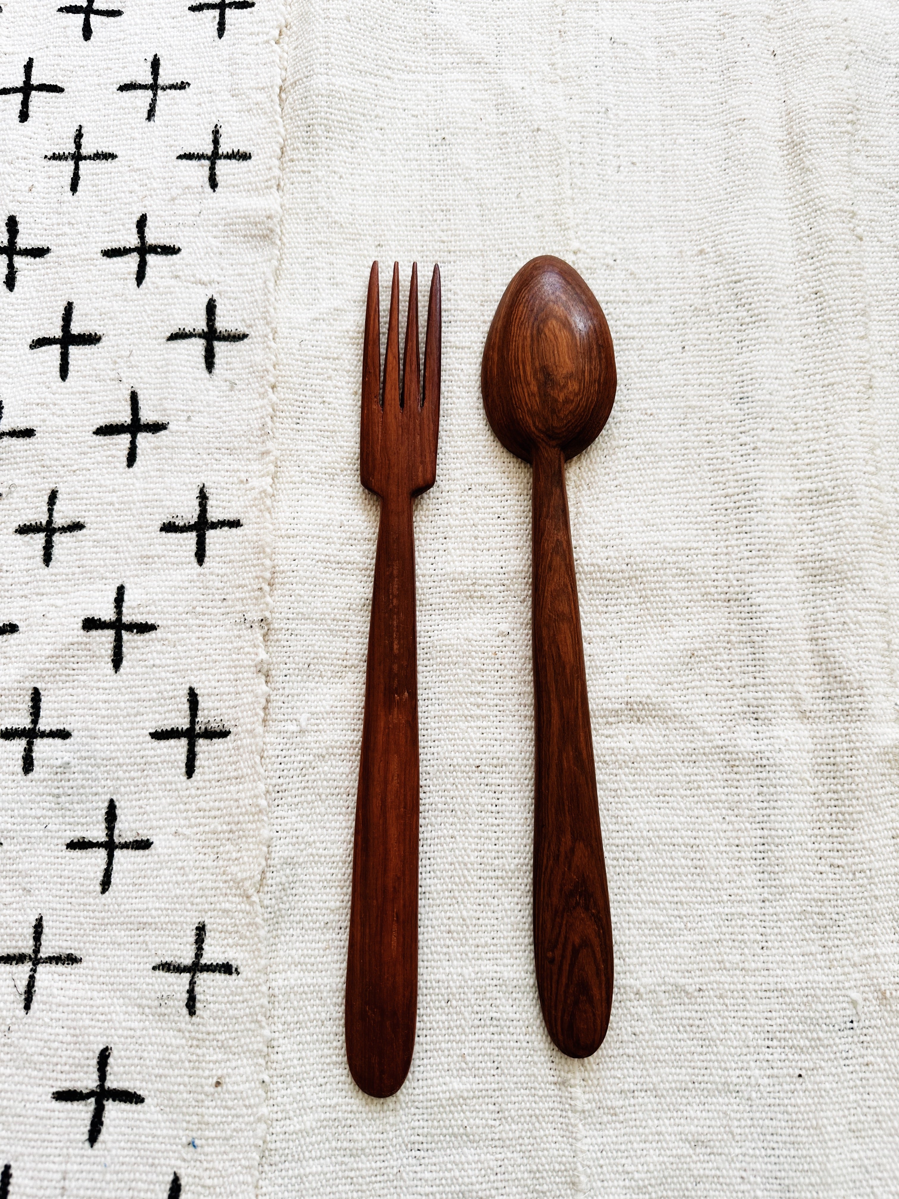 Senegalese Wood Salad Spoon Set