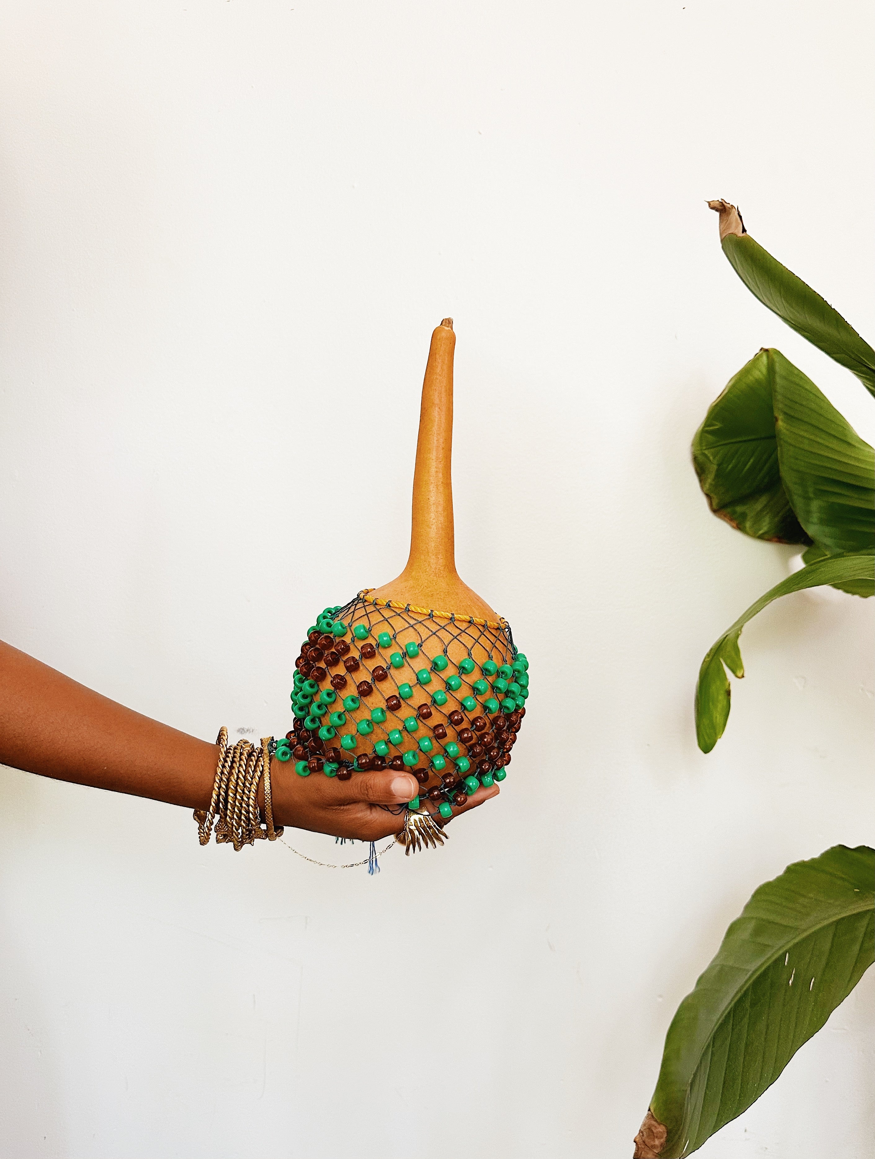 Large Shekere Beaded Rattle #1