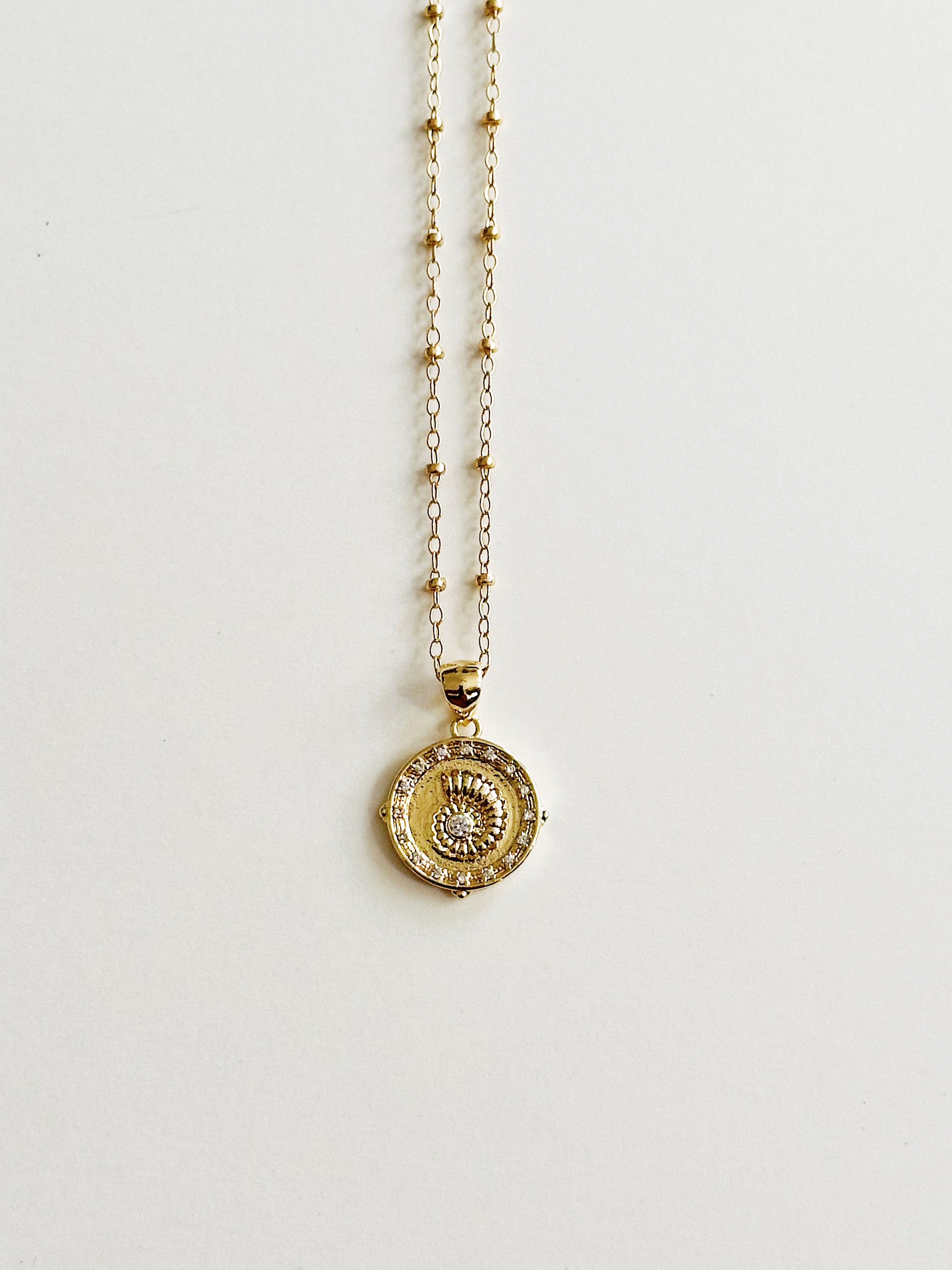 Golden Spiral Shell Necklace