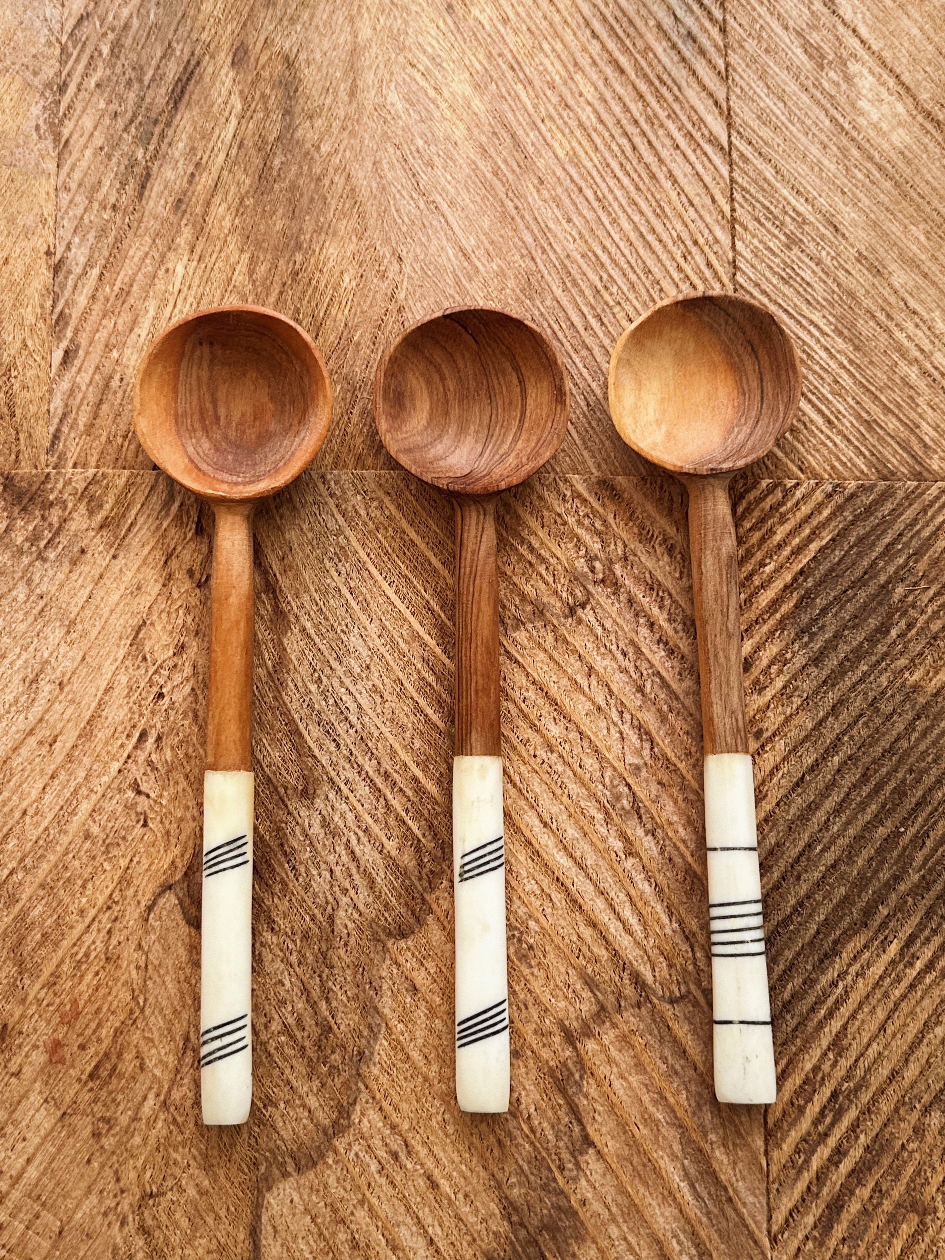 Etched Olive Wood Coffee Scoop