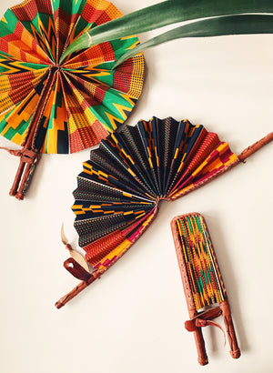 Peacock African Print Fan