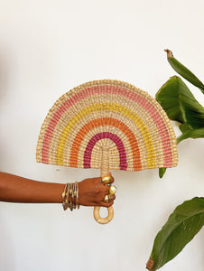 Vegan Half Moon Wicker Fan // Multicolor