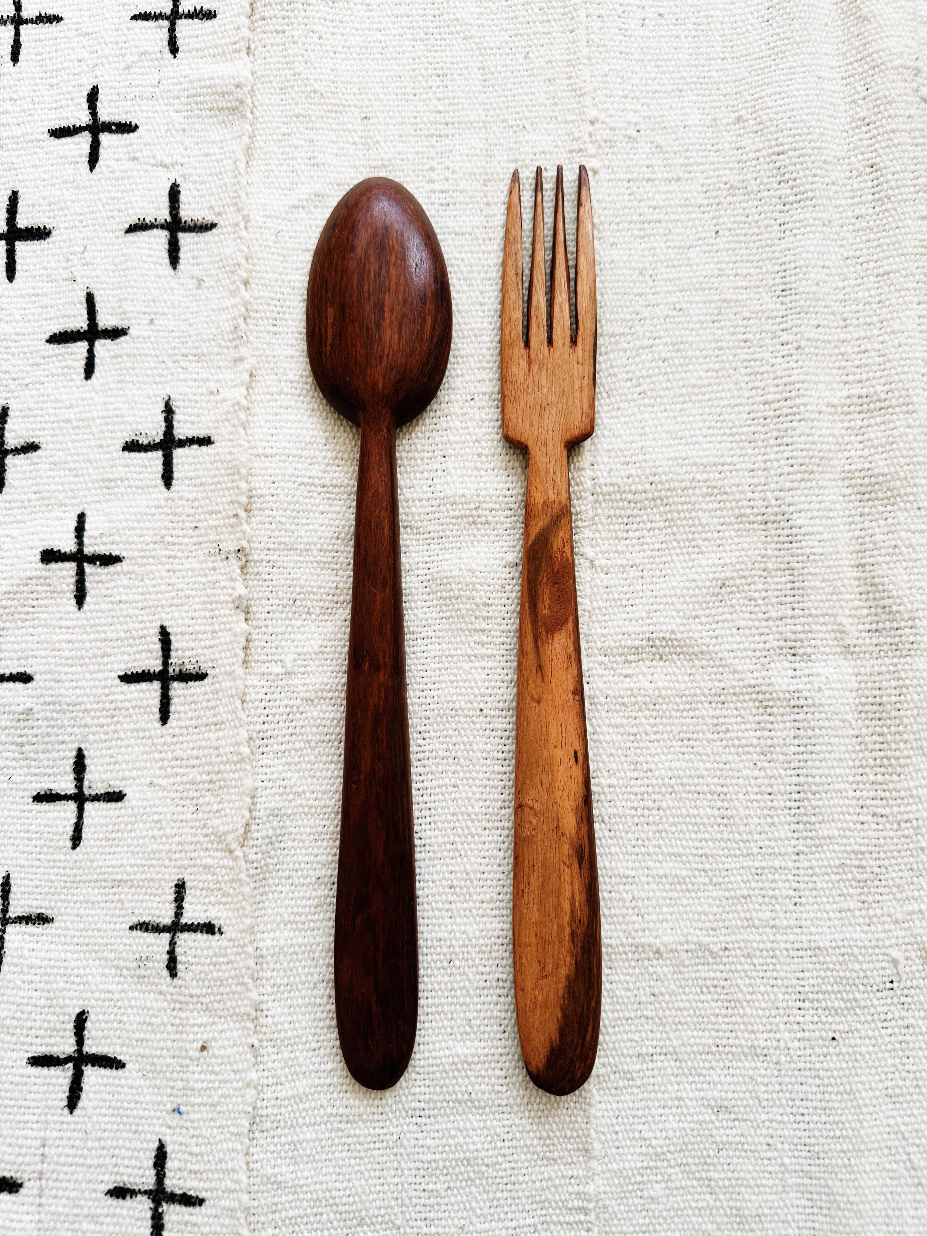 Senegalese Wood Salad Spoon Set