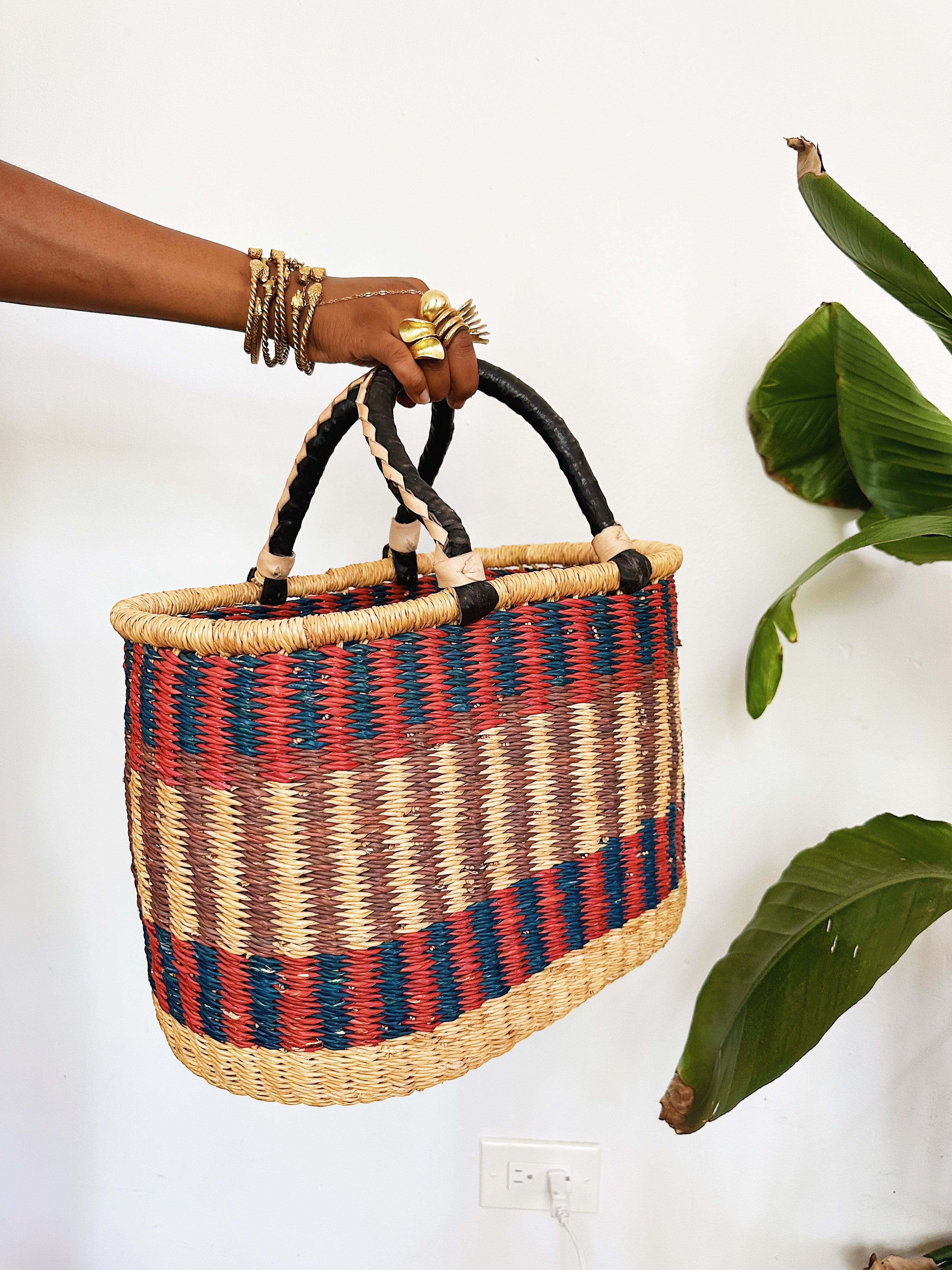 Woven African Market Basket // Multicolor