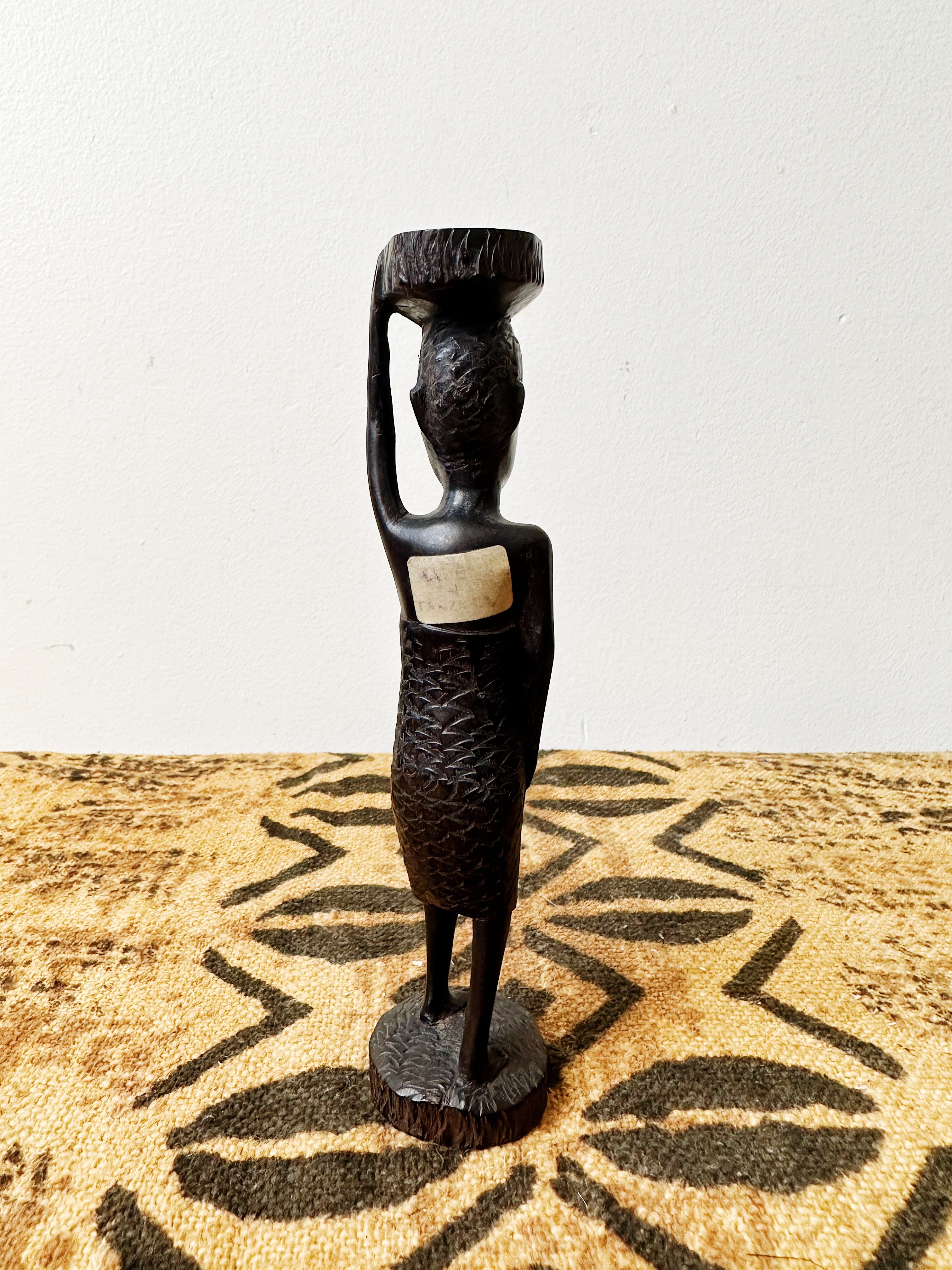 Small African Woman Carrying Basket Statue #2