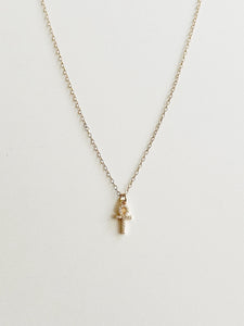 Tiny Crystal Ankh Necklace