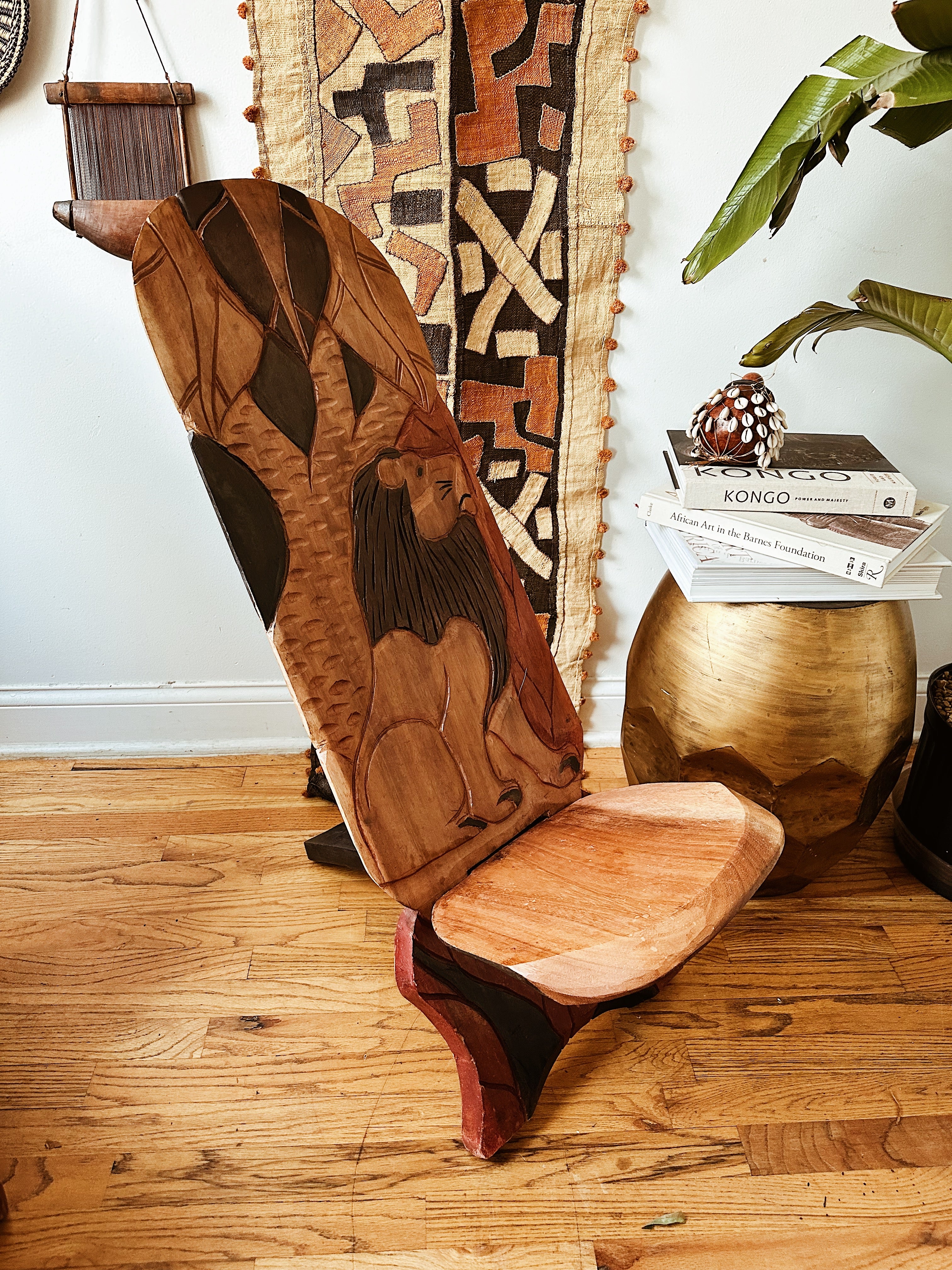 Carved African Chair-Lion