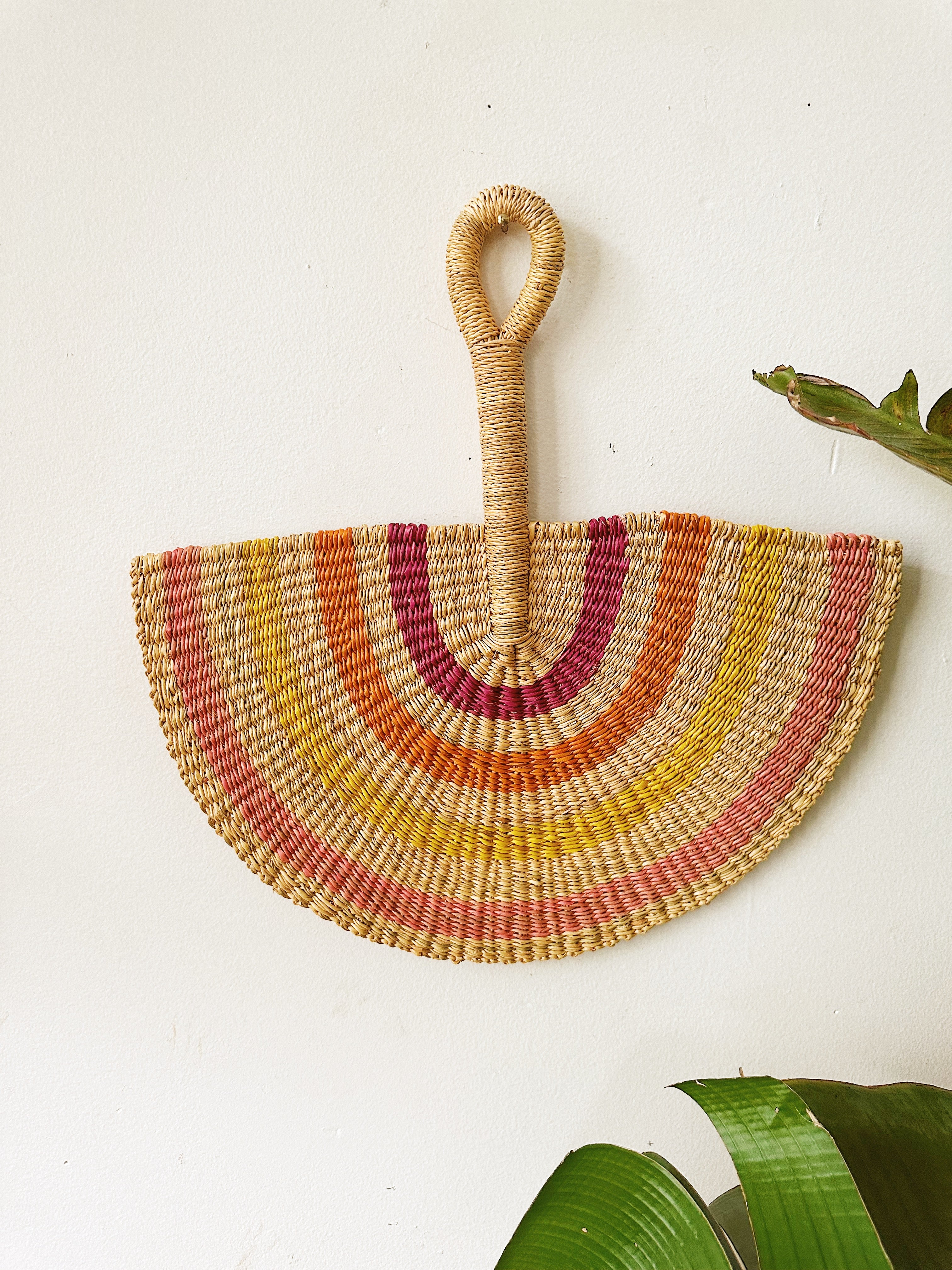 Vegan Half Moon Wicker Fan // Multicolor