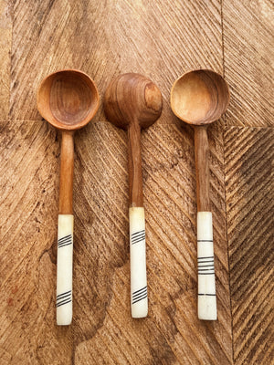 Etched Olive Wood Coffee Scoop