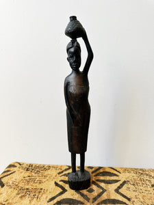 Vintage African Woman Carrying Pot Statue