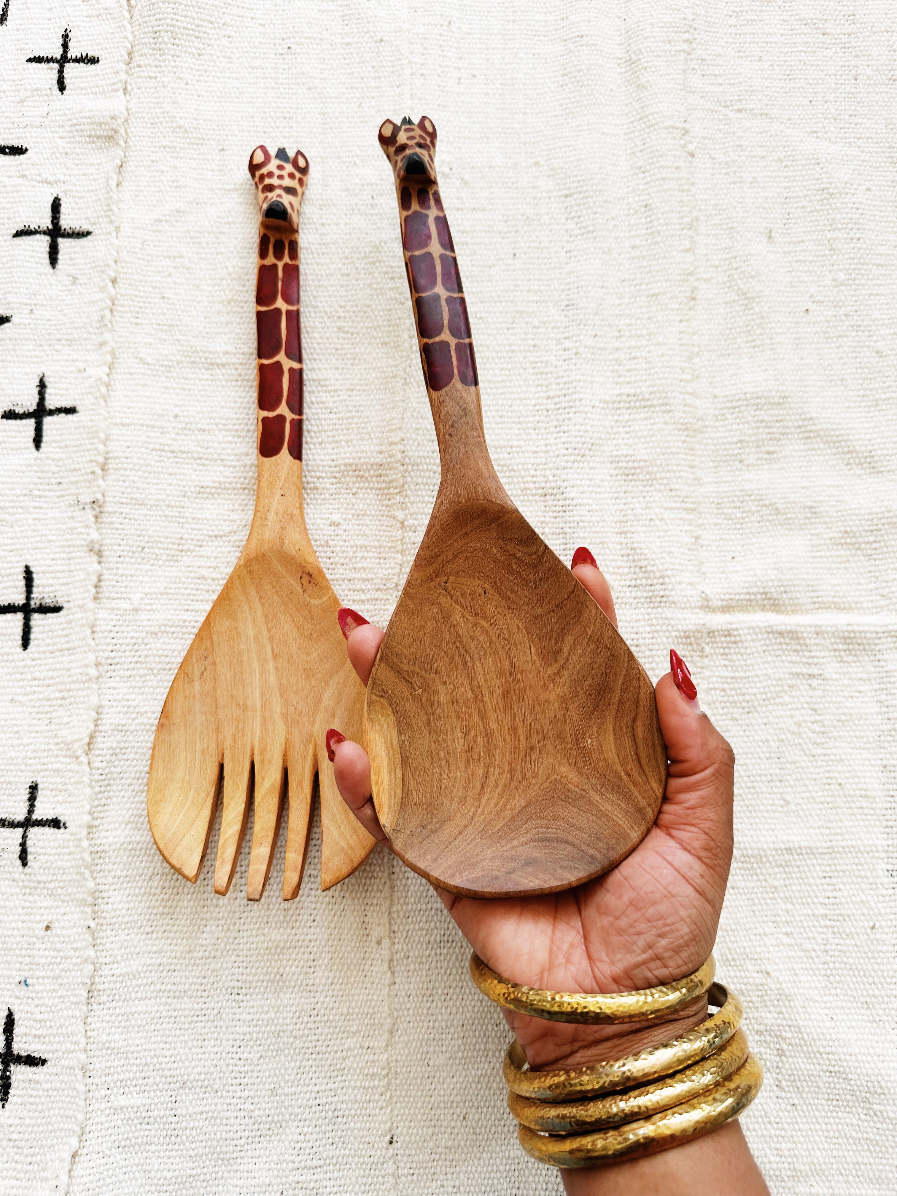 Kalahari Wood Salad Spoons// Giraffe