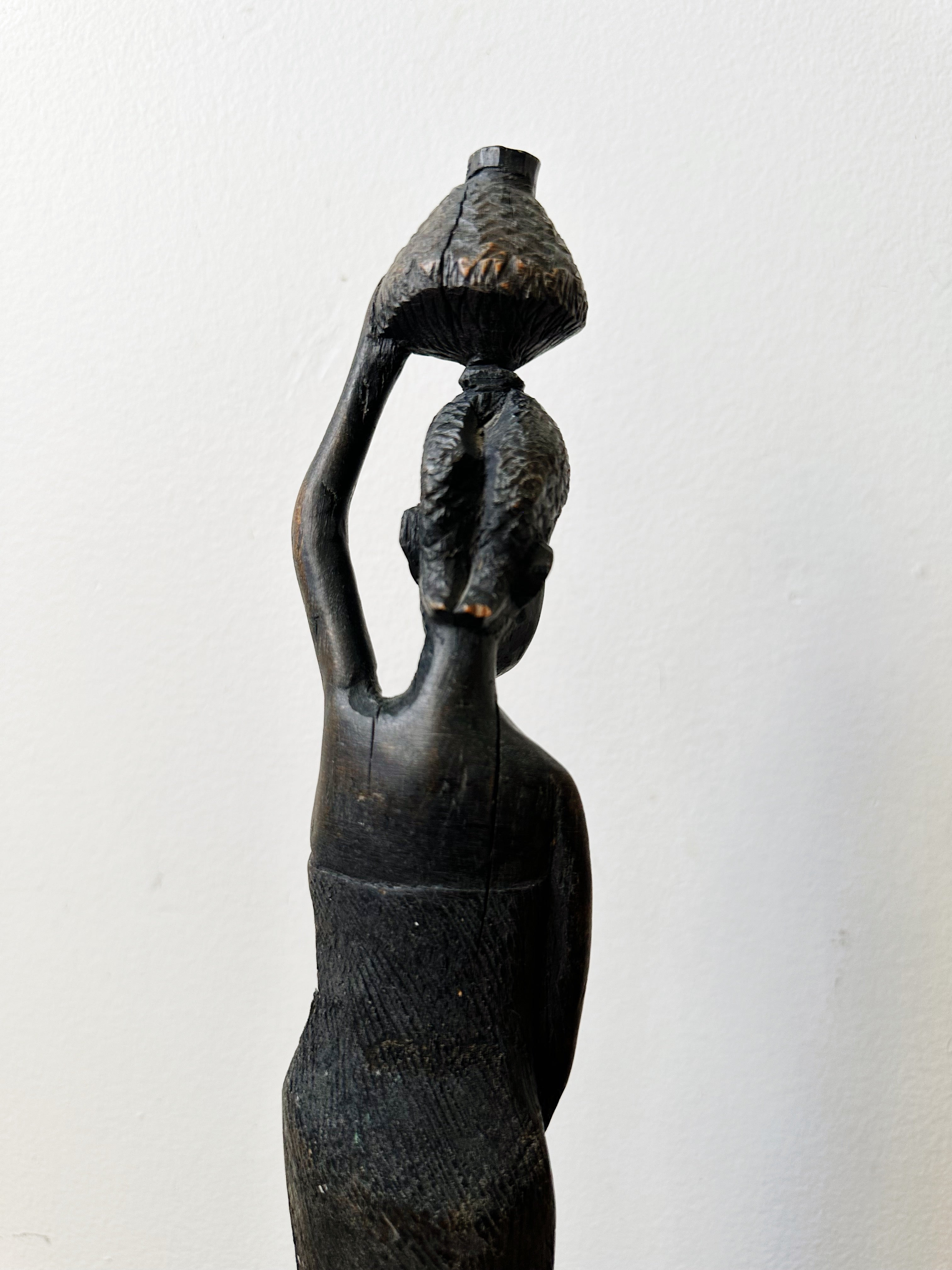 Vintage African Woman Carrying Pot Statue