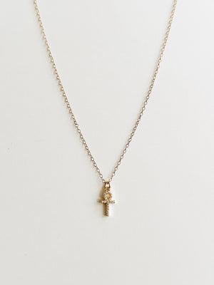 Tiny Crystal Ankh Necklace