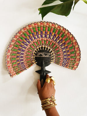 Ashanti Fertility Doll Fan // Multicolor