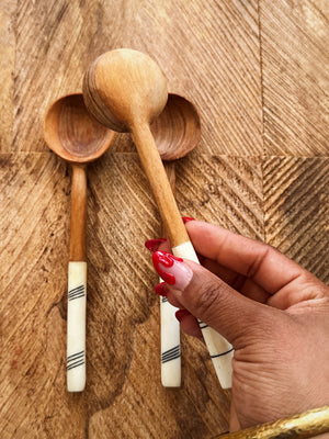 Etched Olive Wood Coffee Scoop