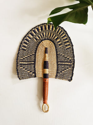 Savanna Wicker Fan // Natural & Navy #3