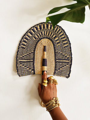 Savanna Wicker Fan // Natural & Navy #3