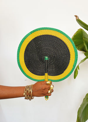 Bongo Handwoven Fan//Black + Green