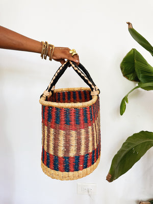 Woven African Market Basket // Multicolor