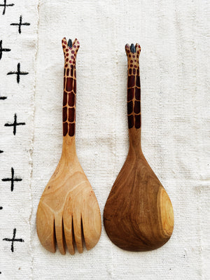 Kalahari Wood Salad Spoons// Giraffe