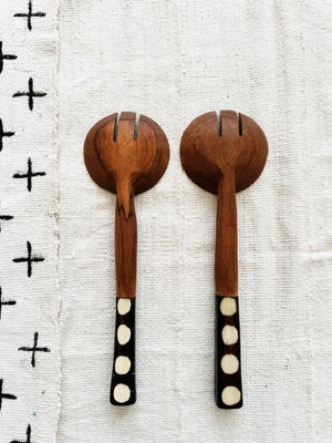 Nairobi Dot Wood Spoon Set // Salad Servers