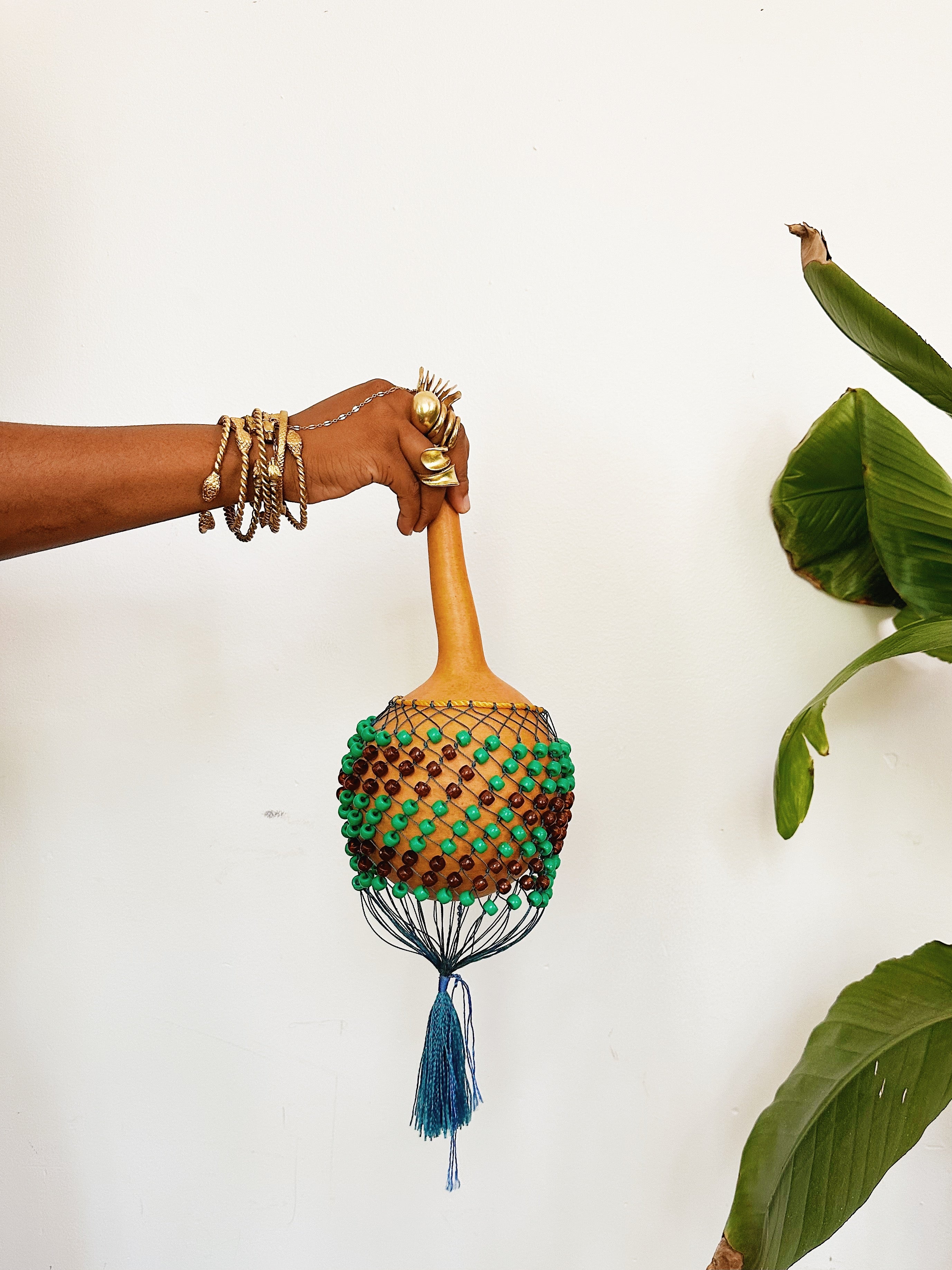 Large Shekere Beaded Rattle #1