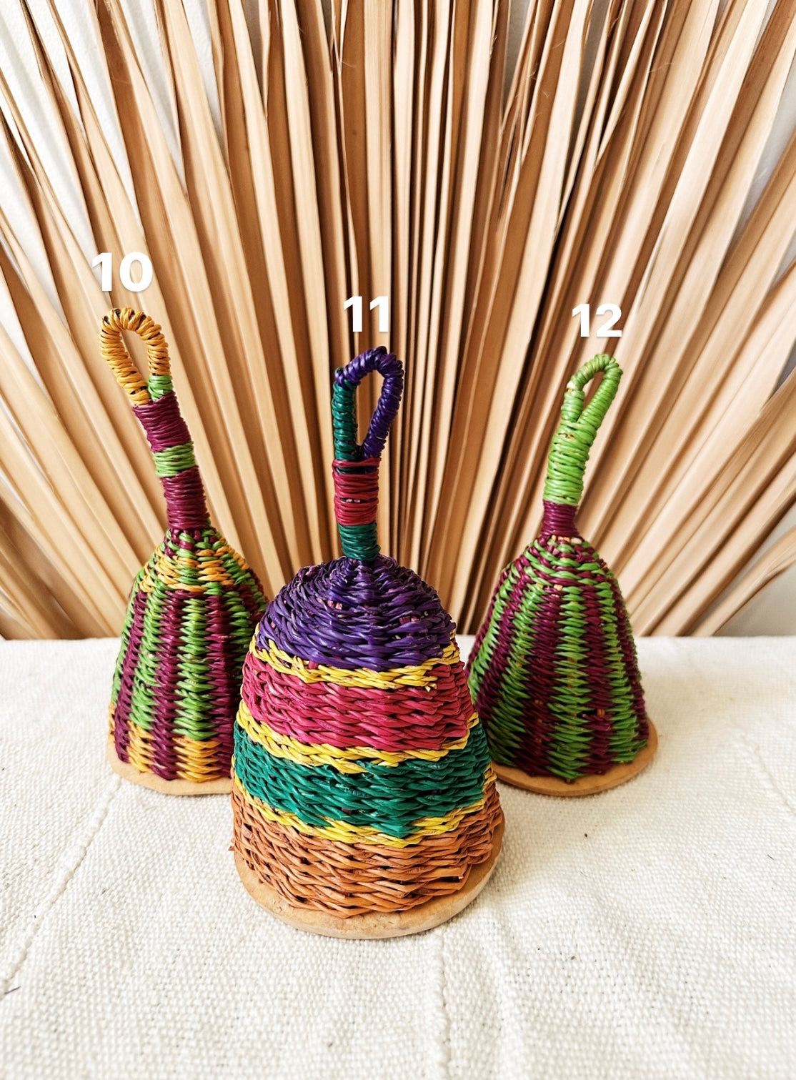 Colorful Bolga Woven Rattle Shakers