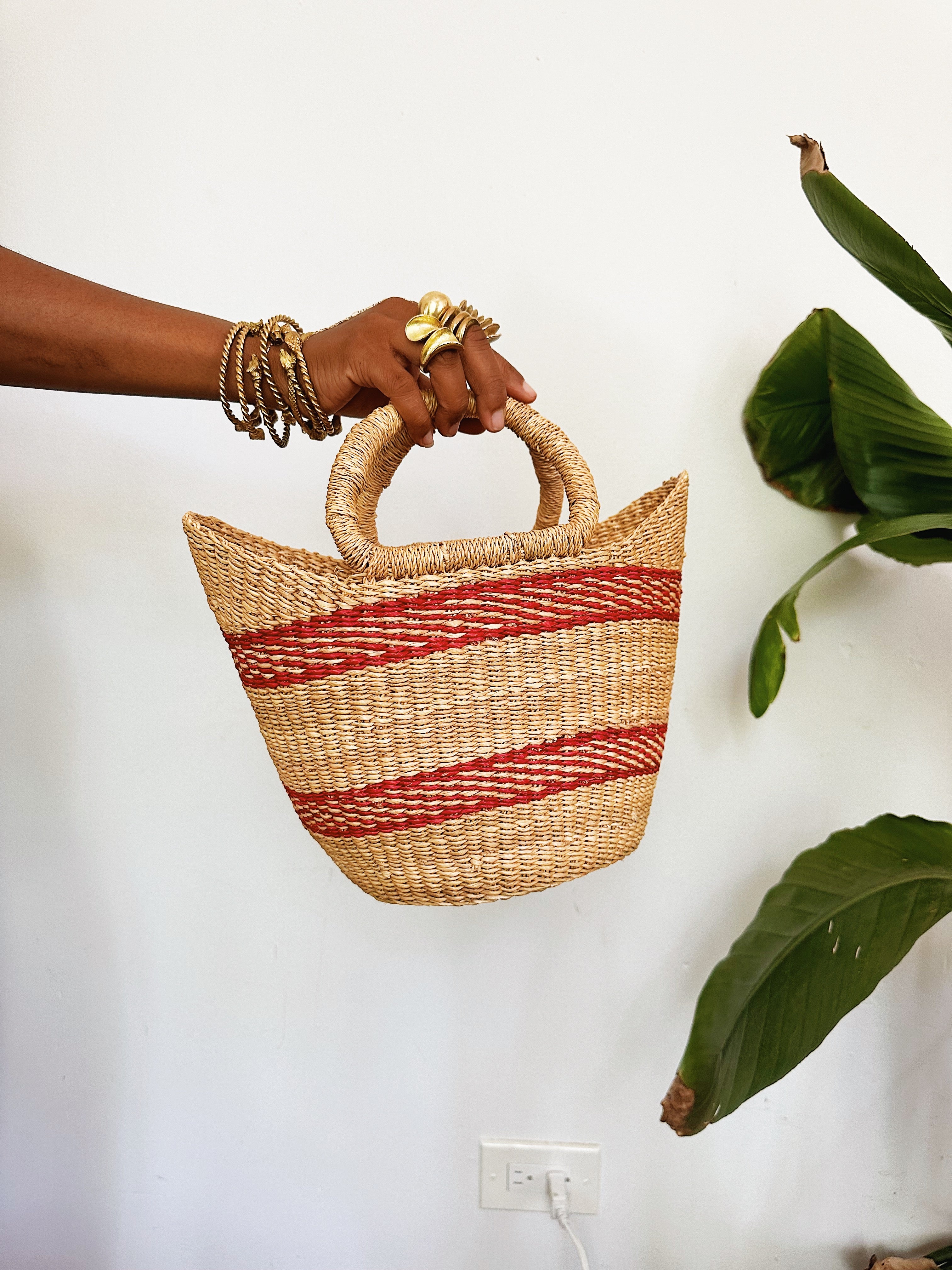 Small Woven African Tote Basket #3