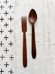 Senegalese Wood Salad Spoon Set