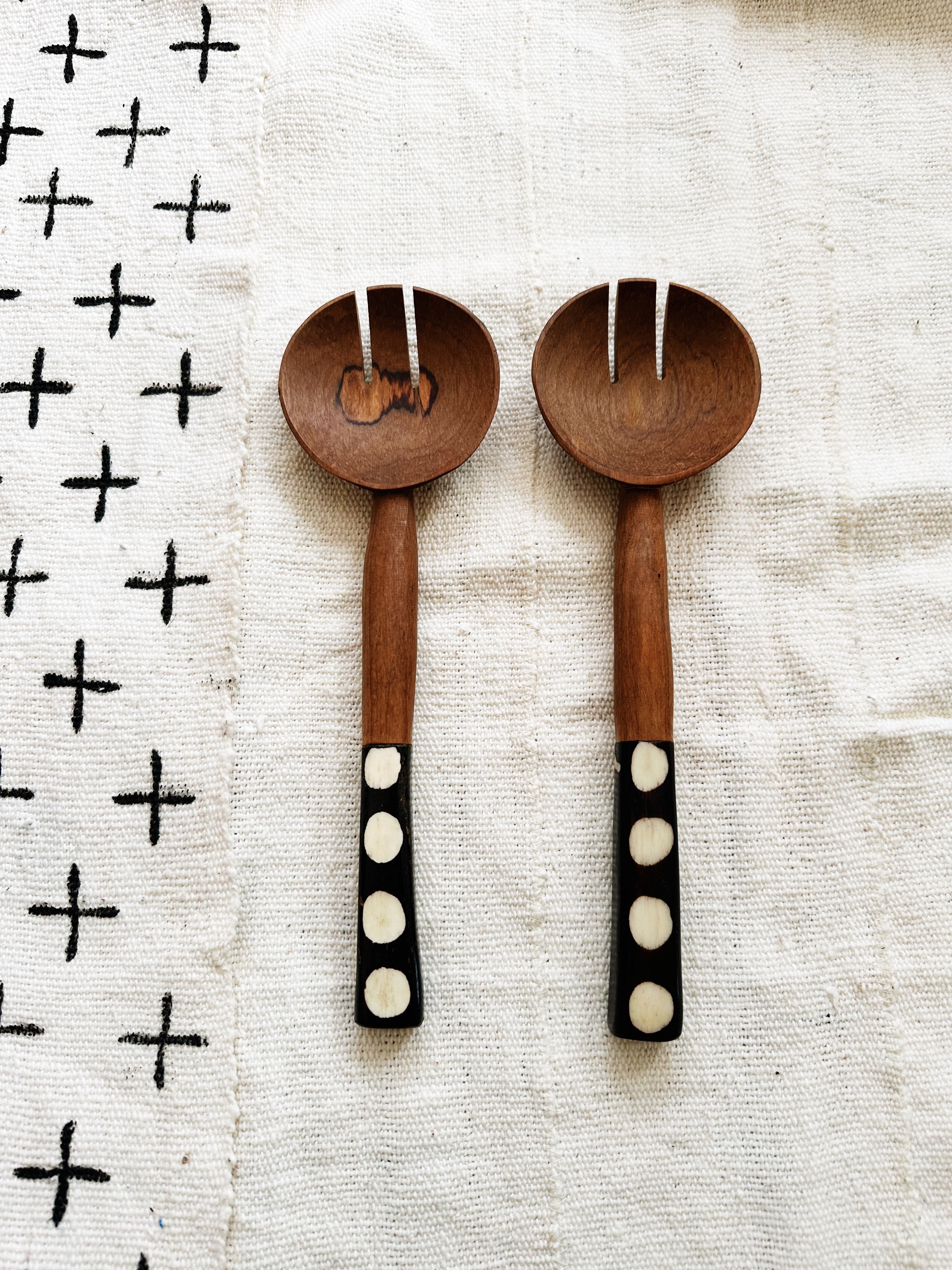 Nairobi Dot Wood Spoon Set // Salad Servers