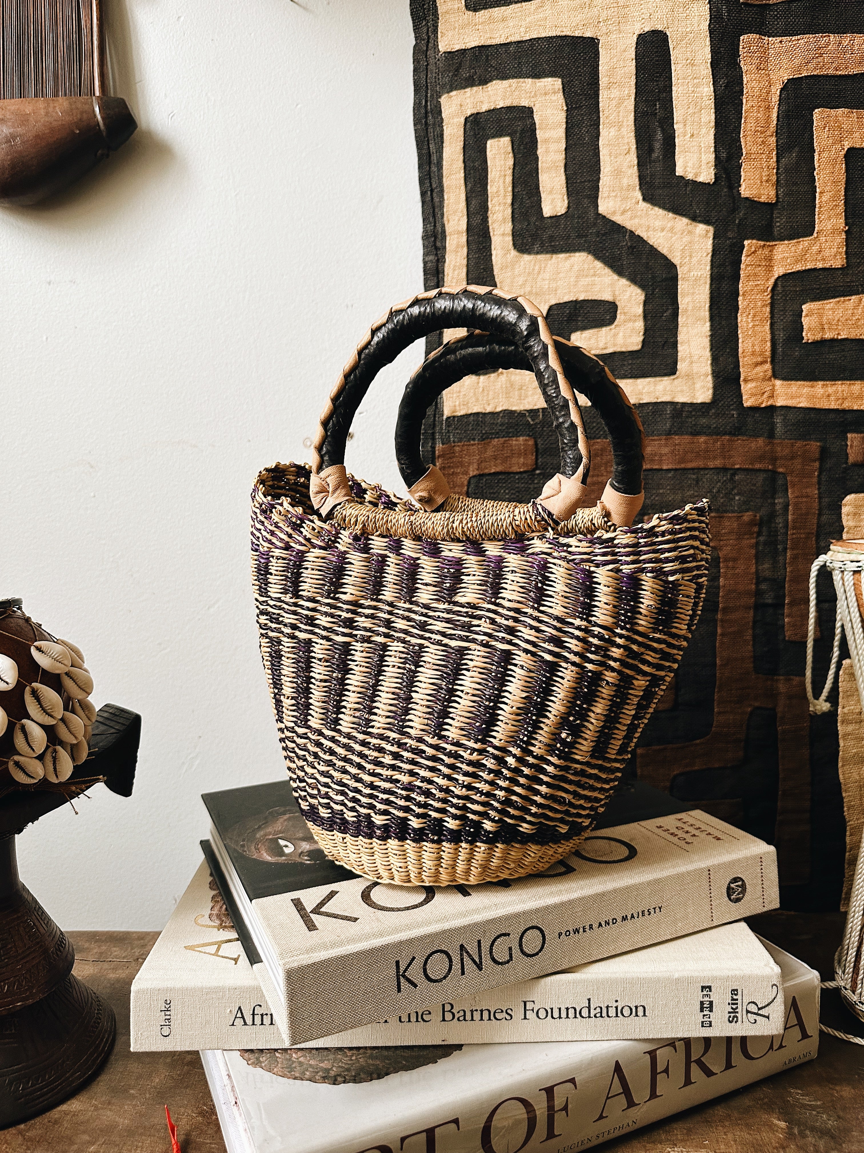 Small Woven African Tote Basket #4