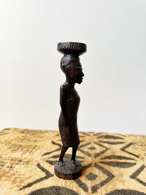 Small African Woman Carrying Basket Statue #2