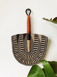 Savanna Wicker Fan // Natural & Navy #2