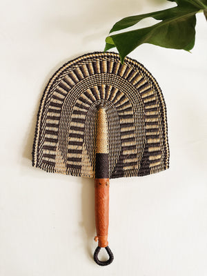 Savanna Wicker Fan // Natural & Navy #2