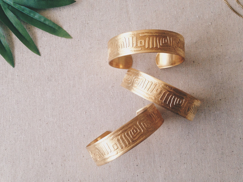 Mudcloth Cuff // Etched Brass Cuffs