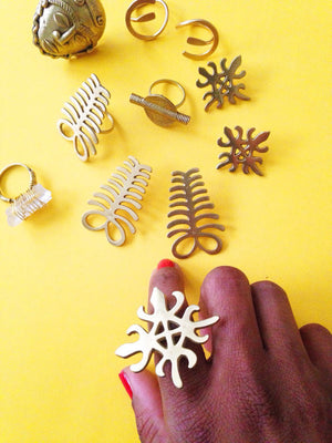 Siamese crocodile Adinkra African Symbol Rings // Funtunfunefu Denkyemfunefu