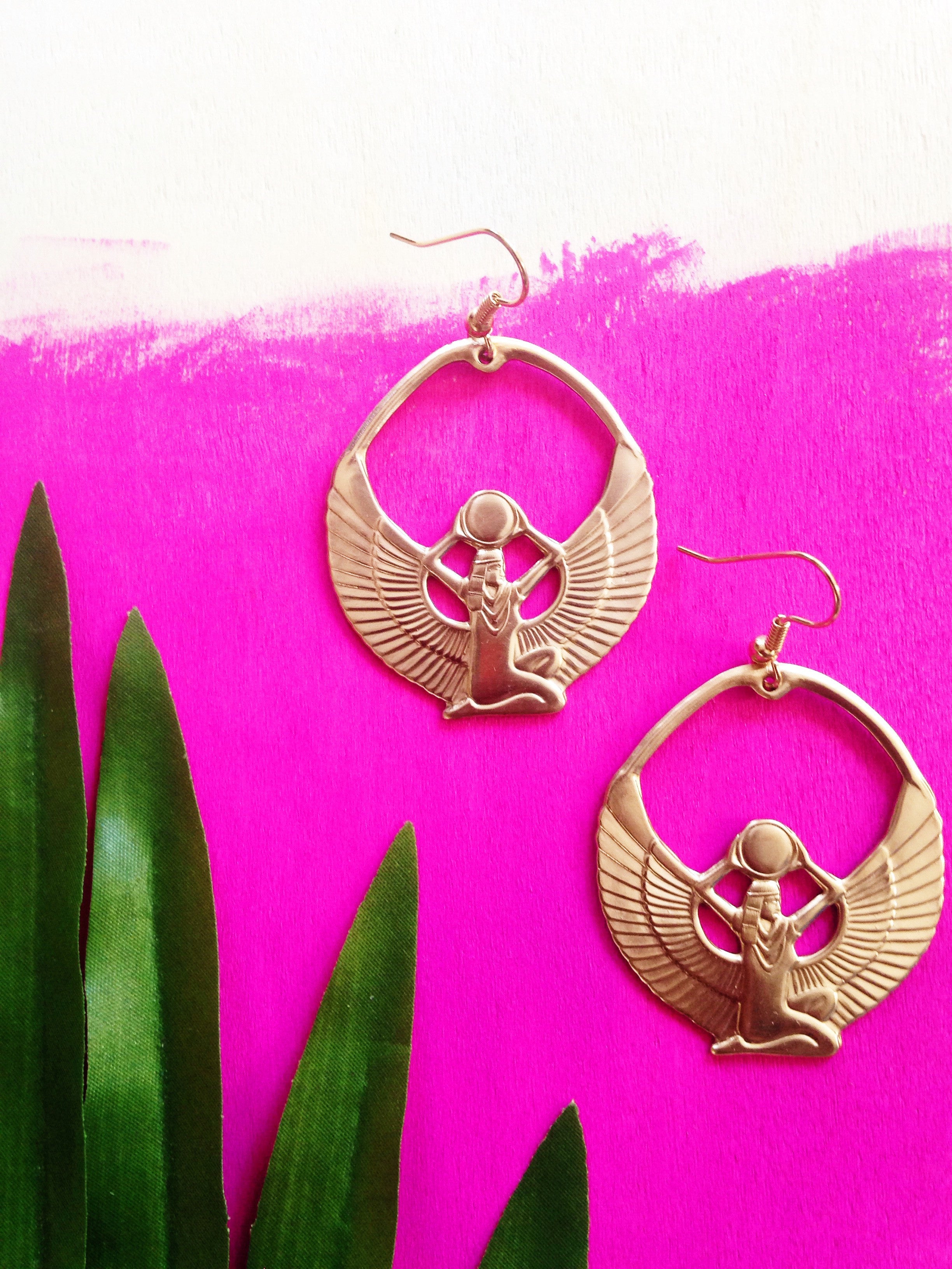 Goddess of Protection Hoop Earrings