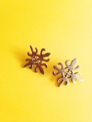 Siamese Crocodile Adinkra African Symbol Studs // Funtunfunefu Denkyemfunefu