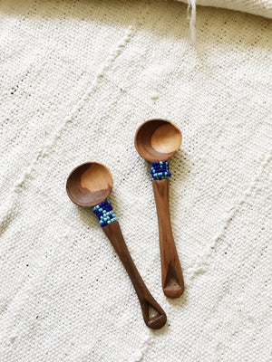 Beaded Olive Wood Scoops // Set of 2