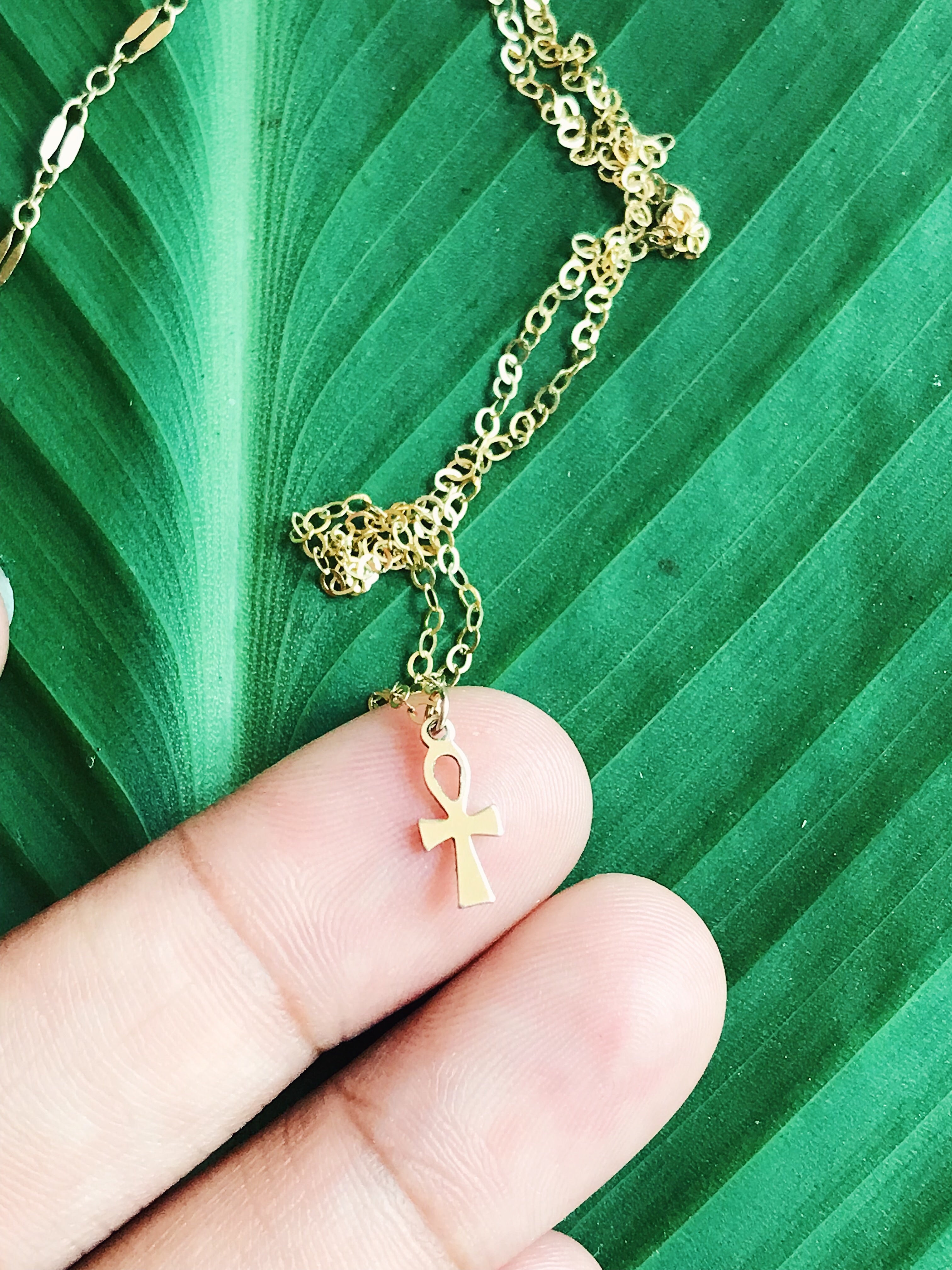 Tiny Gold Filled Ankh Necklace