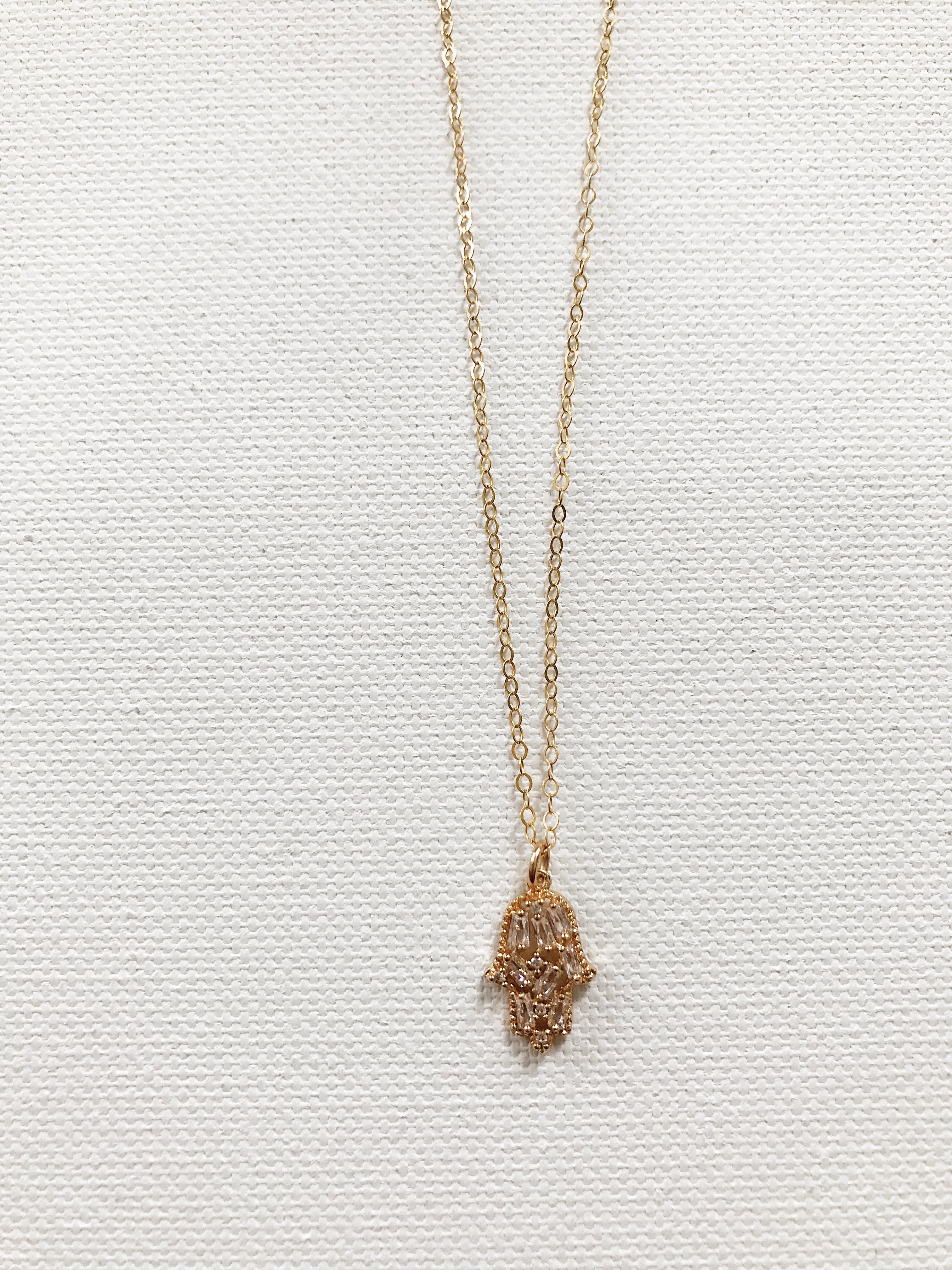 Crystal Hamsa Necklace