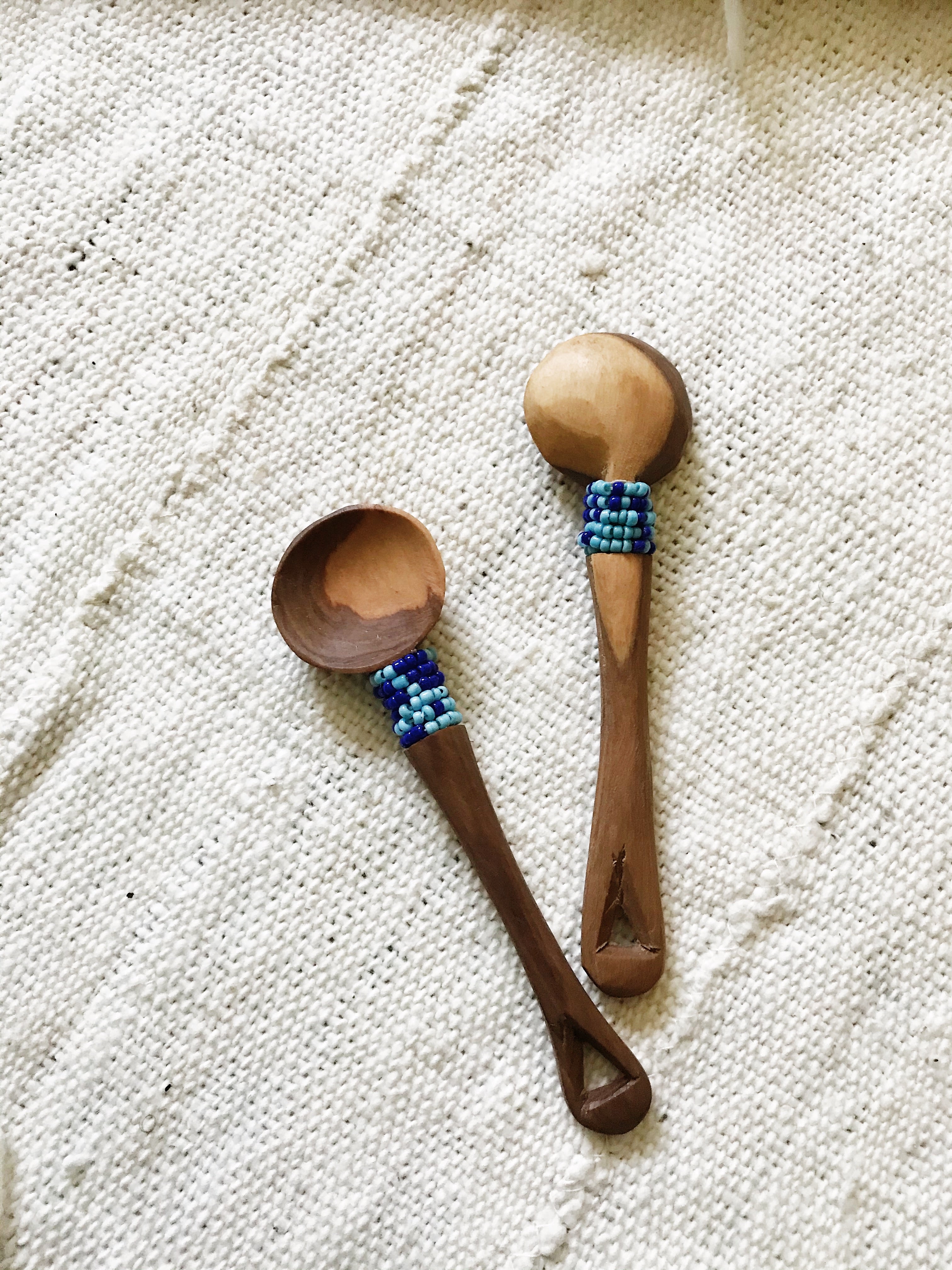 Beaded Olive Wood Scoops // Set of 2